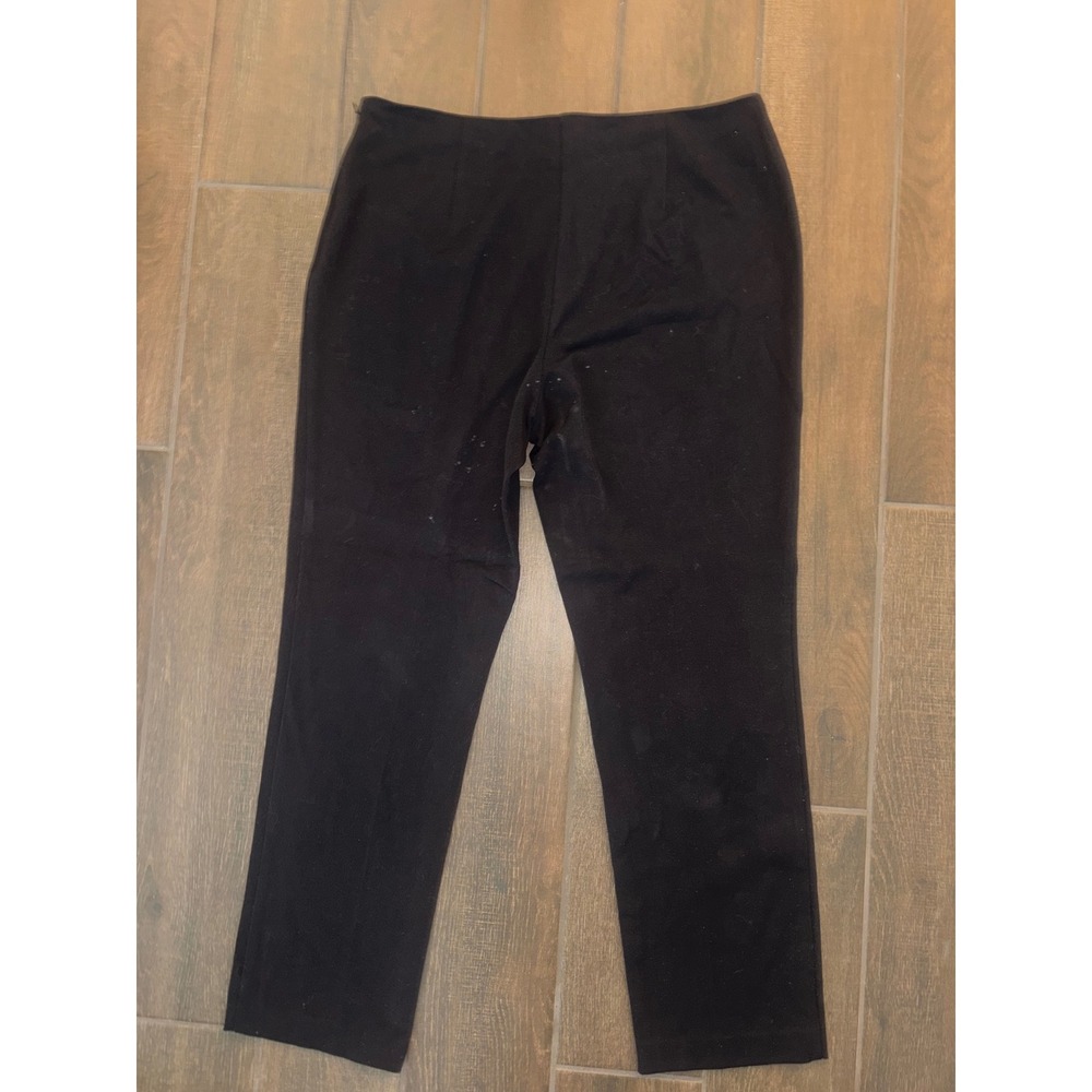 Chico's Trousers 2 Short Black Side Zip Slim Leg Stretch Professional